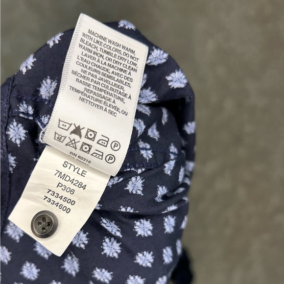 Lucky brand pearl button up long sleeve shirt snowflake pattern navy XXL - Picture 5 of 6